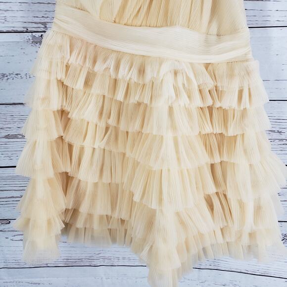 Endless Rose Cream One Shoulder Layered Ruffle Cocktail Dress Size Large - Picture 13 of 13
